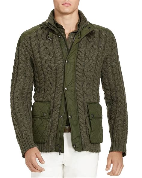 Polo Ralph Lauren Cable Knit Hybrid Sweater Jacket 100 Exclusive Men