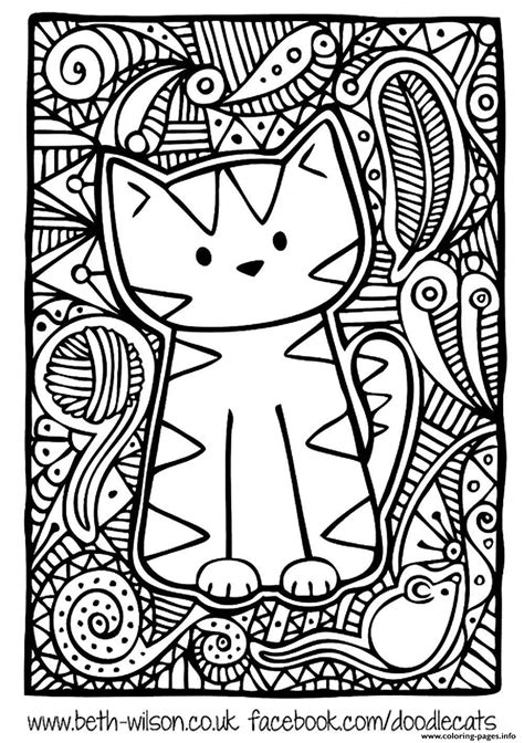 adult difficult cute cat coloring page printable