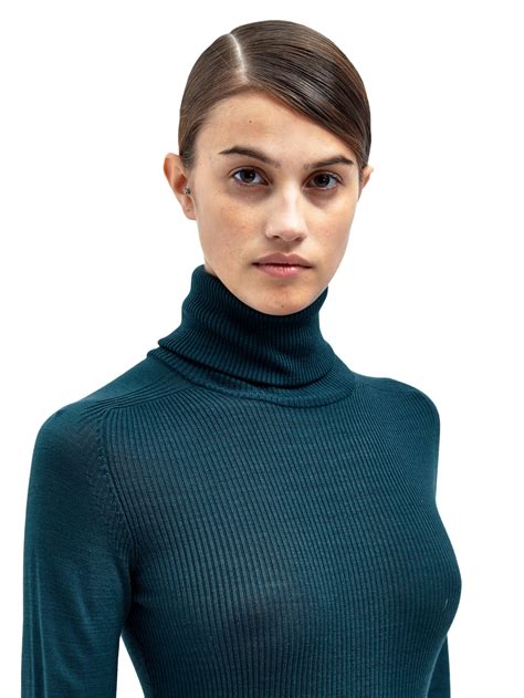 lanvin womens knitted turtle neck top  green lyst