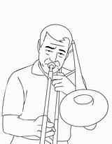 Trombone Coloring Pages Musical Getdrawings Instruments Getcolorings Template Music sketch template