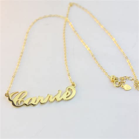 personalized carrie name necklace gold