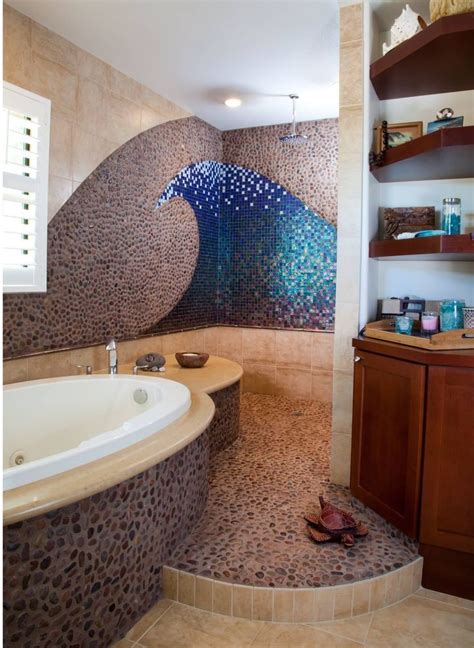 cute tile work ocean themed bathroom ideas beach theme bathroom decor