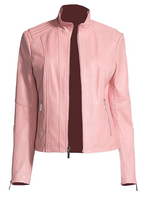 Womens New Style Casual Pink Leather Jacket – Bay Perfect
