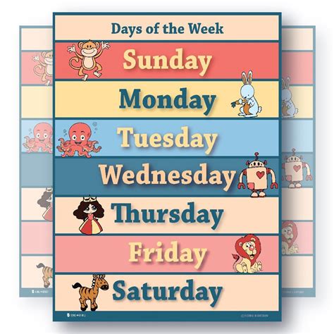 learning days   week chart  toddlers young  refined