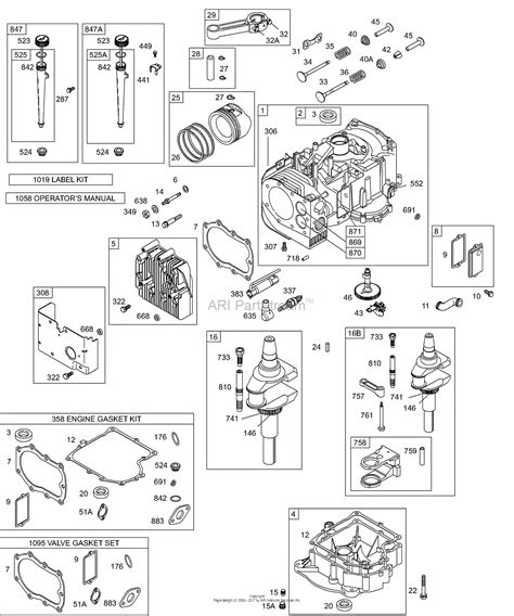 briggs  stratton    parts diagram  cylinder oil crankshaft sump cam