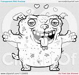 Dog Ugly Cartoon Loving Outlined Coloring Clipart Vector Cory Thoman Clipartof sketch template