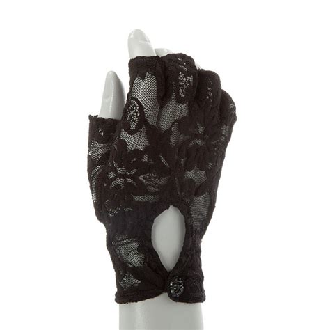 black lace fingerless glove claire s us