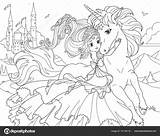Unicorn Princess Coloring Stock Depositphotos sketch template
