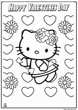 Coloring Kitty Hello Pages Valentines Valentine Popular sketch template