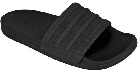 adidas adilette cloudfoam  mono   womens flip flops sandals shoes  black lyst