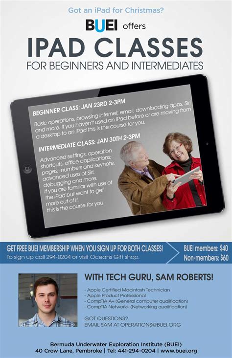 ipad classes  beginners  intermediates bernews