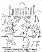 Coloring India Pages Girl Guide Colouring Indian Thinking Sheets Taj Mahal Makingfriends Scout Kids Girls Printable Scouts Guides Color Cartoon sketch template