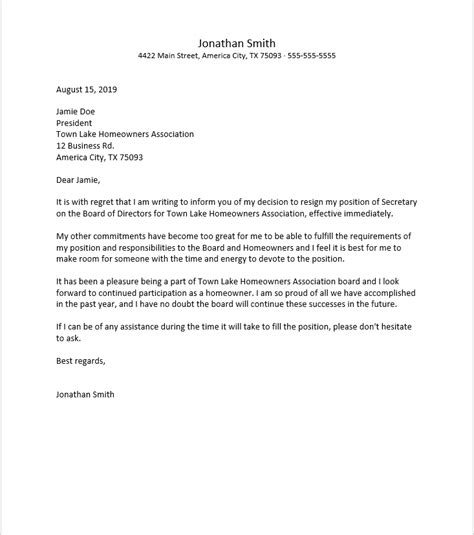 school board resignation letter samples