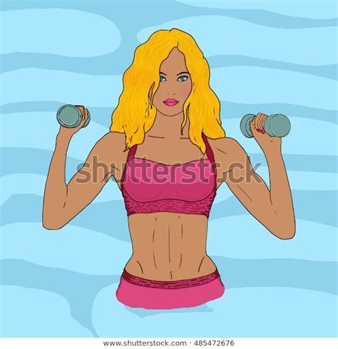 Find Blonde Cartoon Girl Exercising Dumbbells Stock Images In Hd And