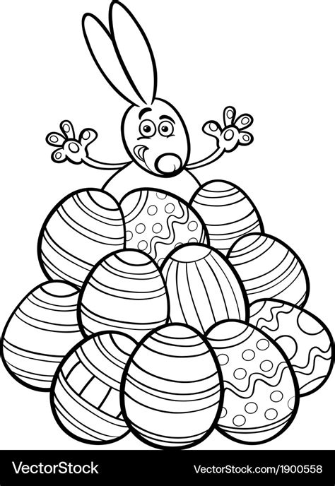 easter bunny  eggs coloring page royalty  vector