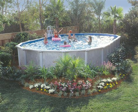 fascinating oval  ground pool home family style  art ideas