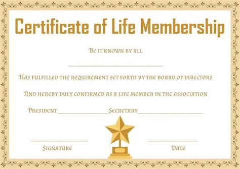 life membership certificate templates professional template  business