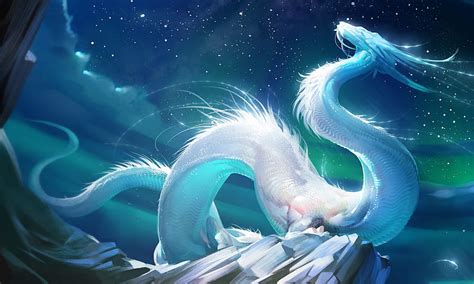white dragon dragon white blue vera velichko fantasy luminos hd