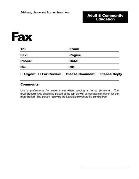 generic fax cover sheet printable