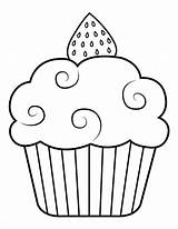 Coloring Cupcake Pages Strawberry Clipart Printable Birthday Cupcakes Colouring Very Choose Board sketch template