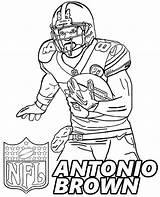 Coloring Pages Football Antonio Brown Player Steelers Nfl American Brady Tom Pittsburgh Colts Printable Cleveland Helmet Famous Players Drawing Show sketch template