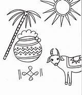 Coloring Pages Drawing Lucia Pongal Festivals Diwali Drawings St Festival Kids Printable Sheets Sugarcane Celebration Indian Happy Print Color Rangoli sketch template