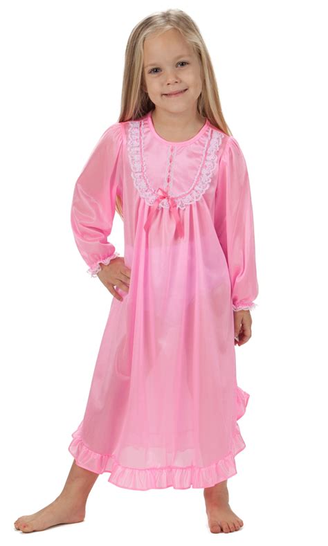 Laura Dare Solid Colors Long Sleeve Traditional Nightgown For Girls
