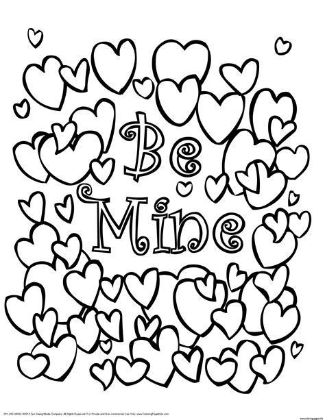 valentine hearts coloring page printable