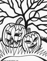 Coloring Pages Halloween Jack Lantern Scary Jackolantern Two Comments Large Freelargeimages Kids Sky sketch template