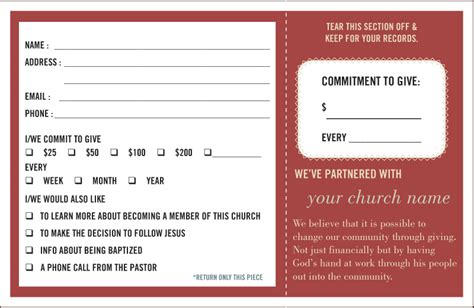 church pledge cards template