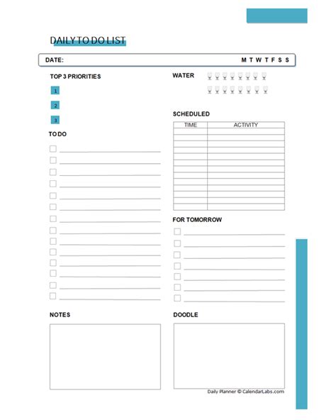 printable daily   list planner  printable templates