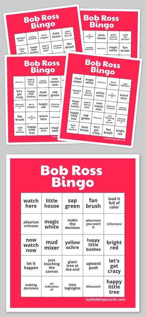 bob ross bingo bingo cards bingo  printable bingo cards