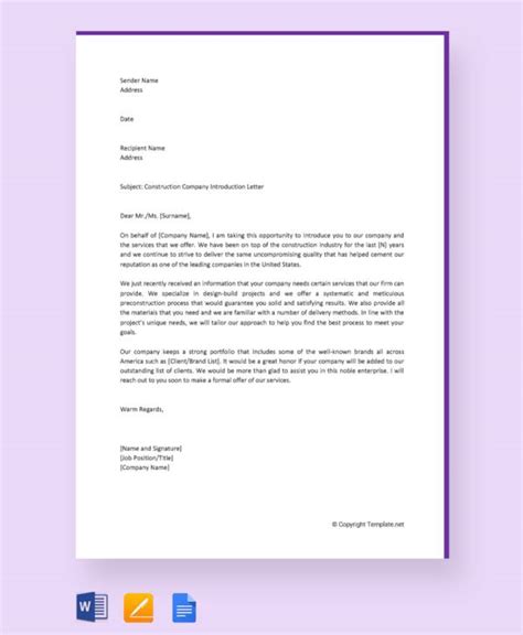 company introduction letter templates  ms word pages