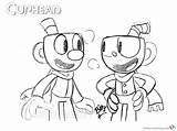 Cuphead Coloring Pages Mugman Sketch Printable sketch template