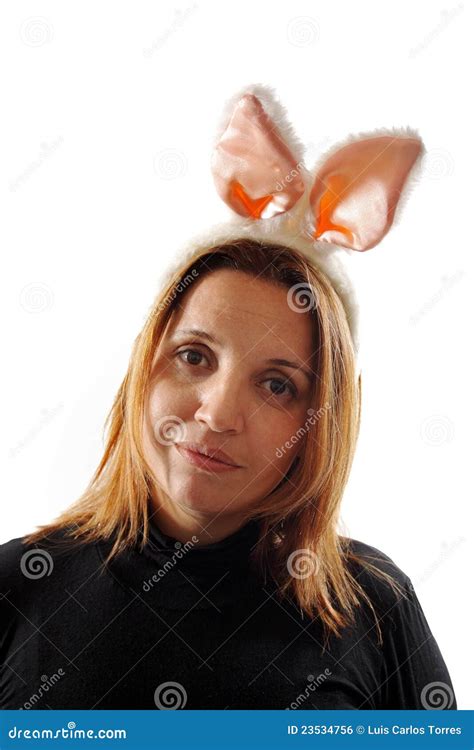 bunny girl stock photo image  long adult head woman