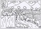 Pemandangan Putih Rumah Mewarnai Diwarnai Menggambar Alam Pegunungan Sungai Gunung Sawah Dicontoh Pantai Tebing Kunjungi Indonesia sketch template