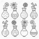Jarrones Kolorowanka Kwiatami Vases Wazony Zestaw Kleurloze Boek Vazen Kleurend Reeks Relacionados Mensajes sketch template