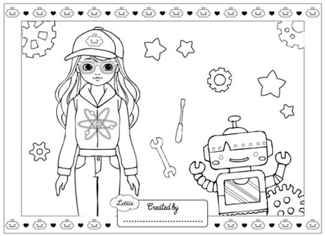 robot girl lottie coloring pages