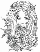 Coloring Pages Pretty Girl Beautiful Girls Adults Women App Recolor Colouring Flowers Color Adult Printable Print Book Getcolorings Getdrawings Colorings sketch template