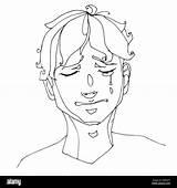 Drawing Crying Boy Sketch Human Emotions Heavily Contour Alamy Hand Shopping Cart sketch template