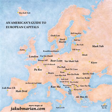 clever map  phonetically spells   names  european capital