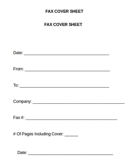 fax cover sheet templates printable word excel
