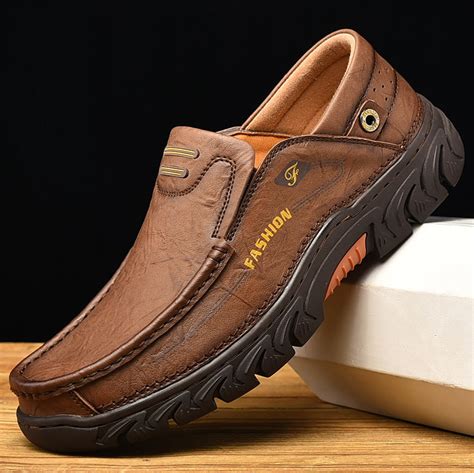 mens genuine leather leisure outdoor shoes