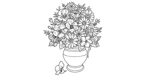 coloring page flower bouquet  printable adult coloring