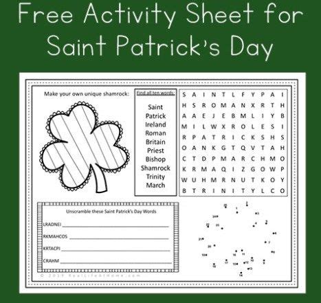 st patricks day activity page printable  activities color