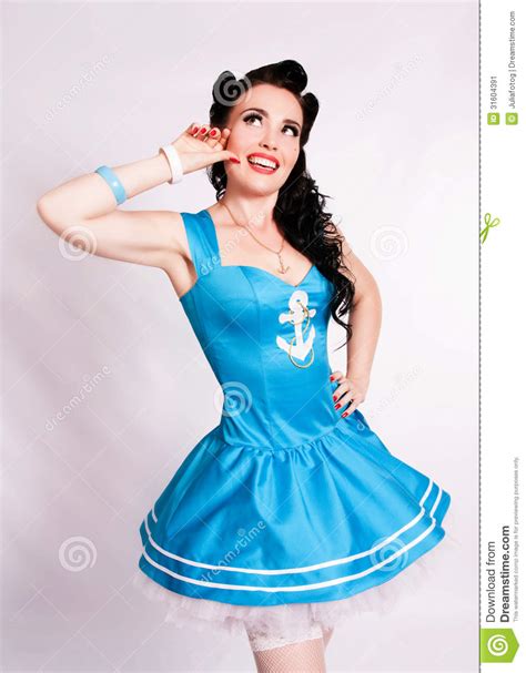 Sailor Pin Up Girl With Bright Make Up Stock Image