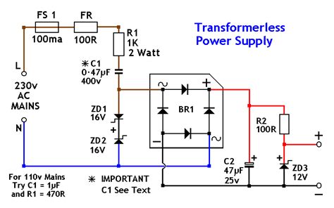 transformerless power supply circuit power supply diagram  circuit