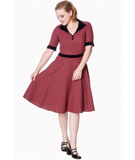robe banned clothing swept off her feet swing dress red retro