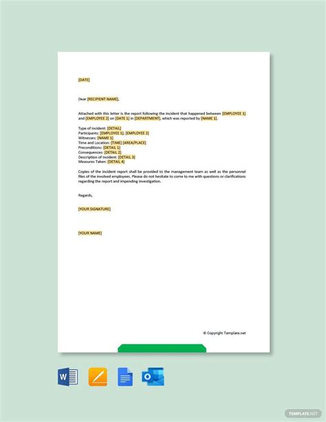 incident report letter template google docs word outlook apple