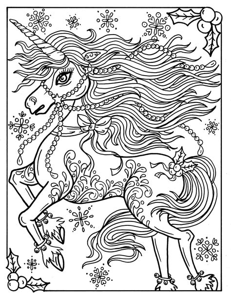 christmas unicorn adult coloring page coloring book holidays etsy